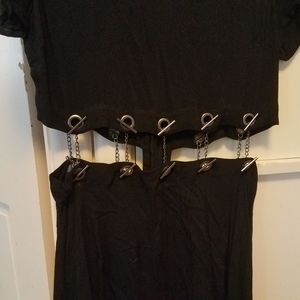 Cute nwt size L chain cut out black skater dress